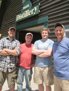 Tony DeSantis, Ken Rohne, Mike Forcier and Dave Bannon, aim to open Springbrook Hollow Farm Distillery in August.