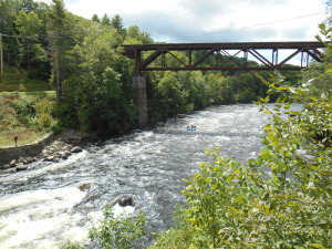 The Sacandaga Whitewater Park will be in this section of the river, just downstream from the railroad trestle connecting Hadley and Lake Luzerne. Photo courtesy of Tracey Clothier/LA Group