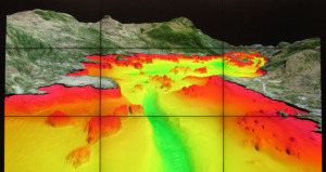 Lake George topography above and below the water in the north basin, from the Jefferson Project’s survey of the lake and its watershed. (The vertical scale is exaggerated to make features stand out more clearly.) Chronicle photos David Cederstrom