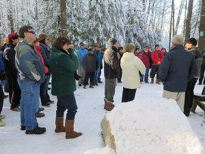 Scores of people turned out for the monument dedication ceremony. Chronicle photo/Mark Frost