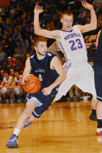 Joel Wincowski scored 30 to lead Lake George to a 53-50 win over previously unbeaten Waterville in the Class C state championship game.  Photo by Tom Sullivan, Sr.