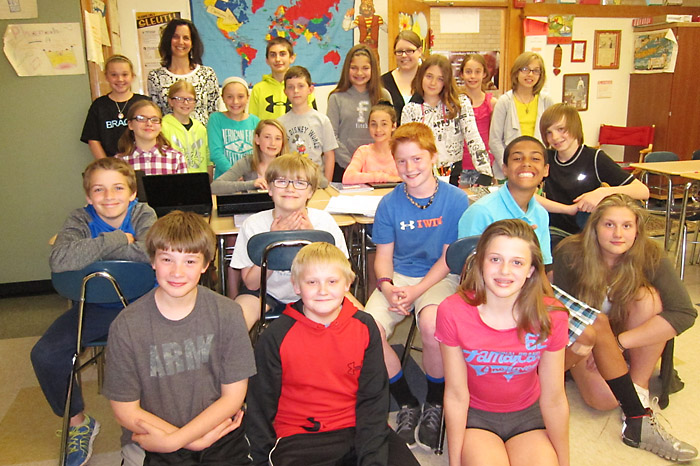 Students in one of Clare Brady’s four Queensbury Middle School classes that are participating in “Genius Hour.” Chronicle photo/Cathy DeDe