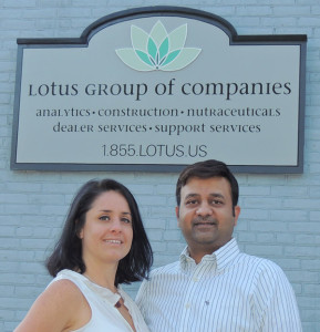 Ash Anand and his wife Jaime at the Lotus Group headquarters on Mountain Avenue in Warrensburg. Mrs. Anand is the company’s chief resource officer. Mr. Anand is the CEO and sole owner, though he said he plans to do a stock distribution later this year to the management team. Chronicle photo/Gordon Woodworth