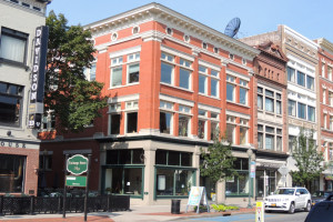 JMZ Architects, which leases the upper floors, is now buying the B.B. Fowler building (right). Fate of the movie theater & bar is uncertain. Chronicle photo/Gordon Woodworth