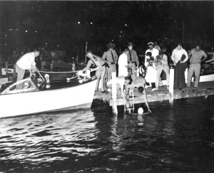 End of the swim — An estimated 10,000 people and 200 boats were there. 