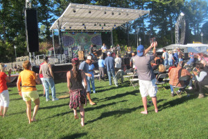 Donna the Buffalo, Newgrass-country stars, had their smaller crowd up dancing. Chronicle photo/Cathy DeDe