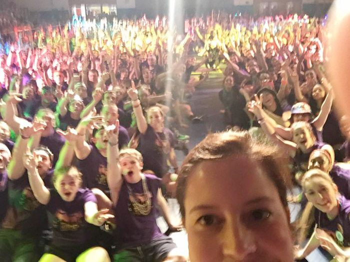 Congresswoman Elise Stefanik took a “selfie” photo showing the throng of dancers at last year’s South High Marathon Dance and posted it on Facebook and Twitter.