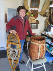 Lionel’s ‘man cave’ in retirement has been reduced to a corner of his garage. But it remains well-organized and well-stocked. That’s his original LL Bean pack basket from  50 years ago. Chronicle photo/Mark Frost