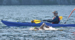 David Dmmerman in mid-swim 