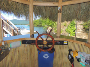 Inside tiki bar boat