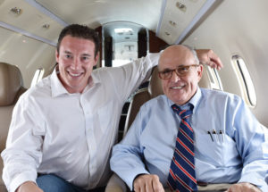 Former Navy Seal Carl Higbie and Rudy Giuliani on the way to Cleveland.