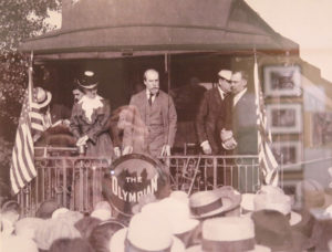 This photo of Hughes campaigning for President is included in the current exhibition at Crandall Public Library’s Folklife Center. 
