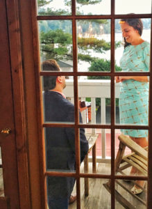 On a balcony at the Mirror Lake Inn in late August, Congresswoman Elise Stefanik said “Yes” when Matt Manda, her boyfriend of four years, proposed marriage. He asked someone in the lounge to take this photo for him. Photos provided by Elise Stefanik.