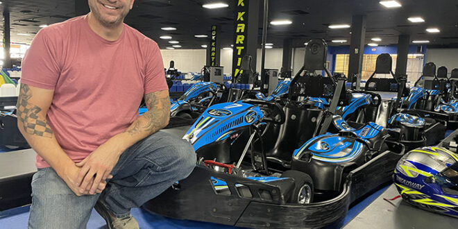 Ben races at soon-to-open ADK Karting at Aviation Mall